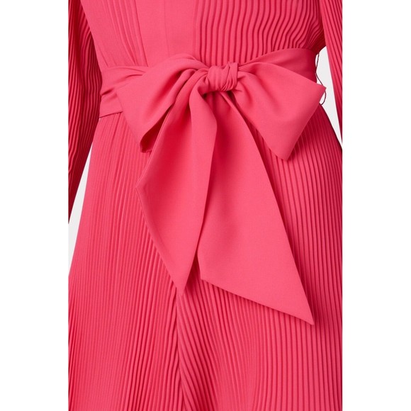 Milly Liv Pleated Belted Long Sleeve Dress In Milly Mink Size 0 $395.00 Barbie - Picture 7 of 16